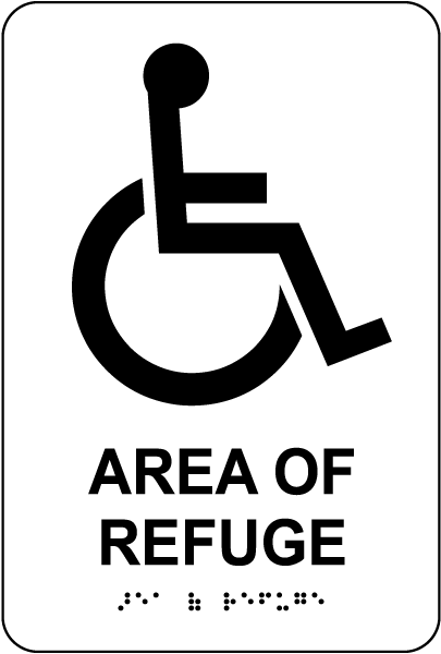 Area Of Refuge Sign with Braille