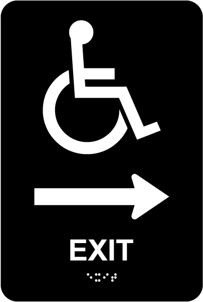 Exit To The Right Sign with Braille