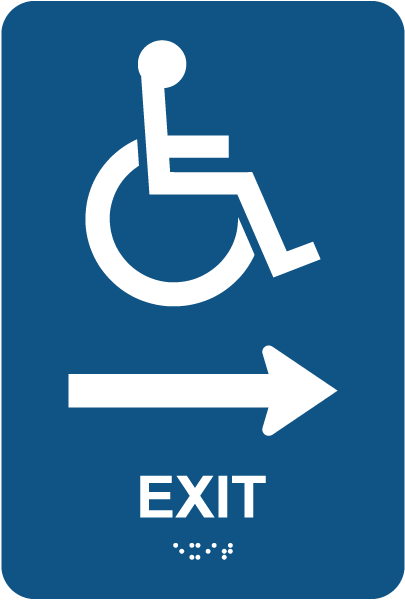 Exit To The Right Sign with Braille