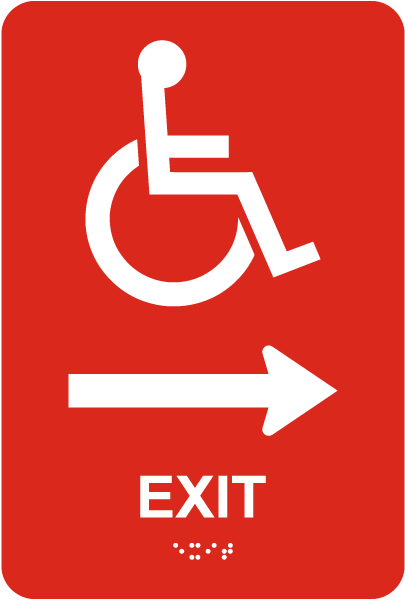 Exit To The Right Sign with Braille