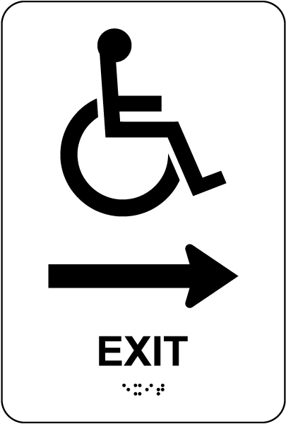 Exit To The Right Sign with Braille