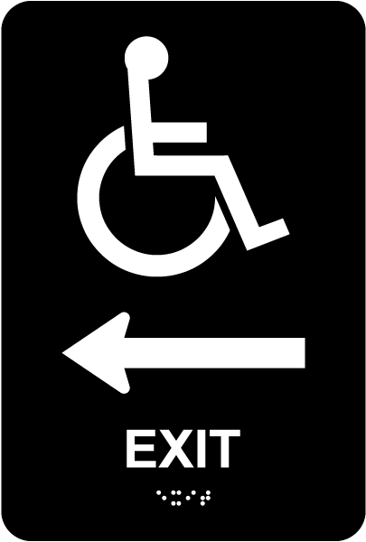 Exit To The Left Sign with Braille
