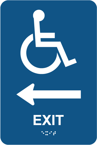 Exit To The Left Sign with Braille