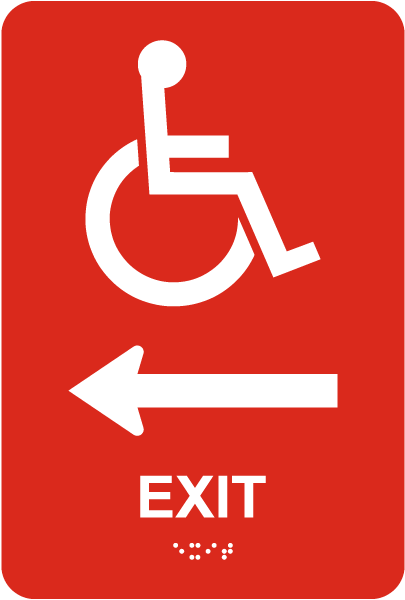 Exit To The Left Sign with Braille
