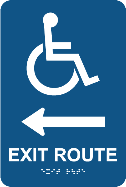 Exit Route To The Left Sign with Braille