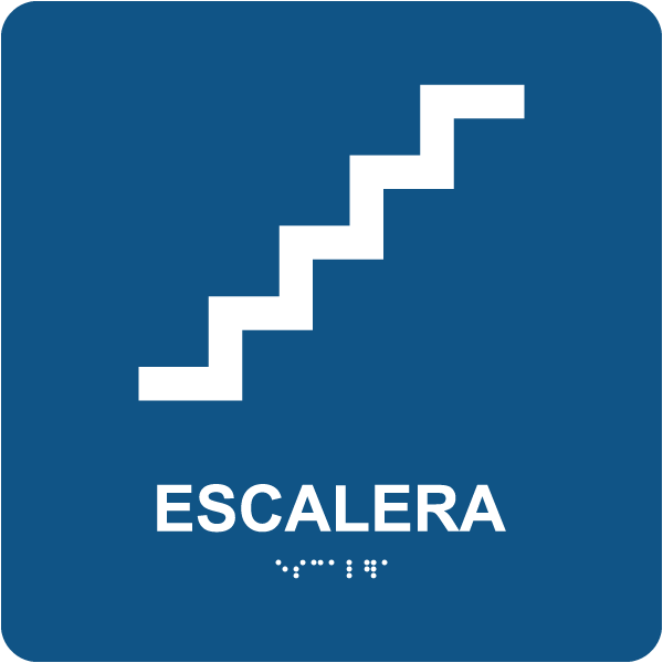 Spanish Stairs Sign with Braille