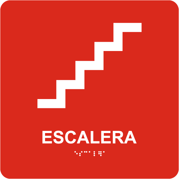 Spanish Stairs Sign with Braille