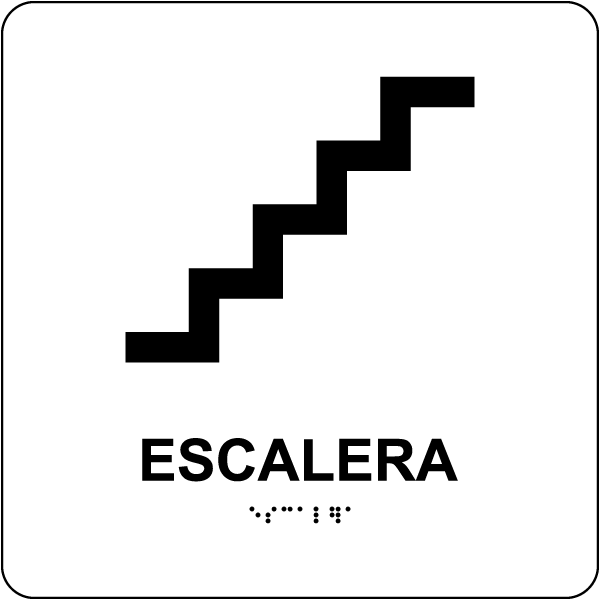 Spanish Stairs Sign with Braille