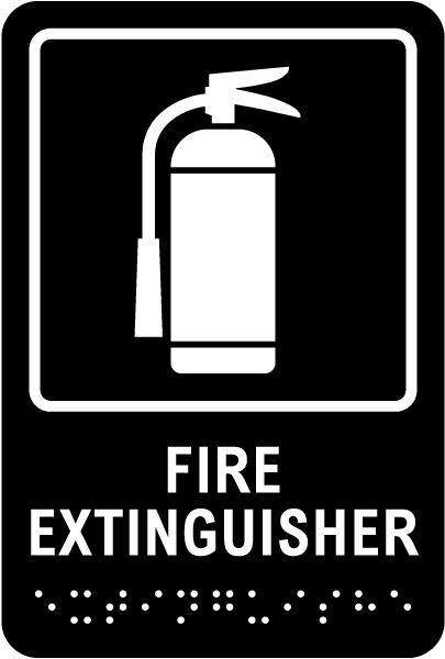 Fire Extinguisher Sign with Braille
