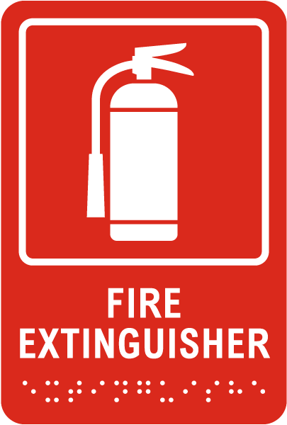 Fire Extinguisher Sign with Braille