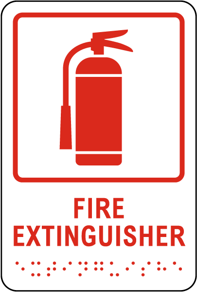 Fire Extinguisher Sign with Braille