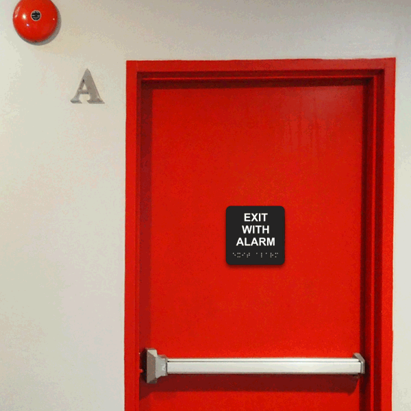Exit With Alarm Sign with Braille