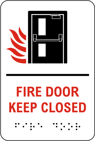 Fire Door Keep Closed Sign with Braille