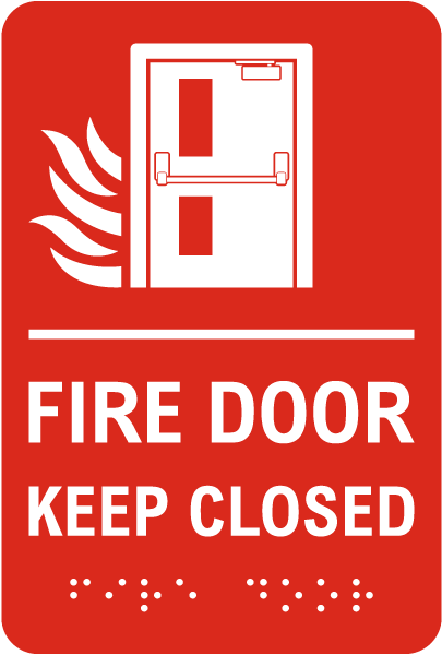 Keep Closed Fire Door Sign with Braille