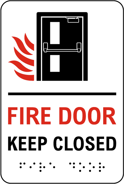Keep Closed Fire Door Sign with Braille