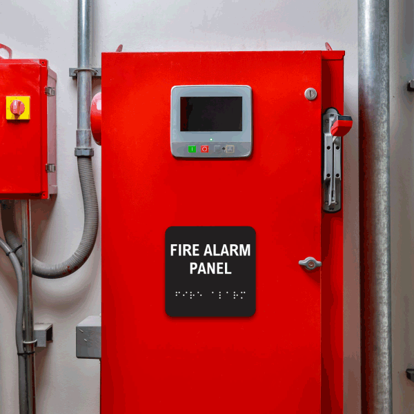 Fire Alarm Panel Sign with Braille