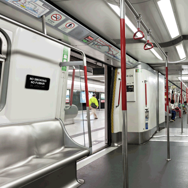 Bilingual Horizontal No Smoking Sign with Braille