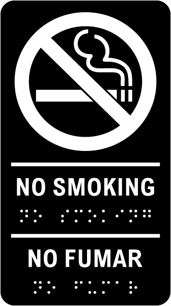 No Smoking Bilingual Sign with Braille