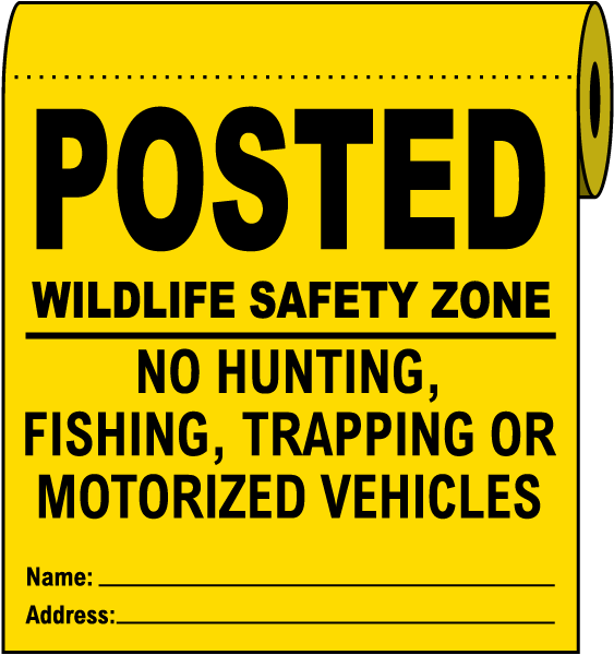 Yellow Posted Wildlife Safety Zone Signs On a Roll