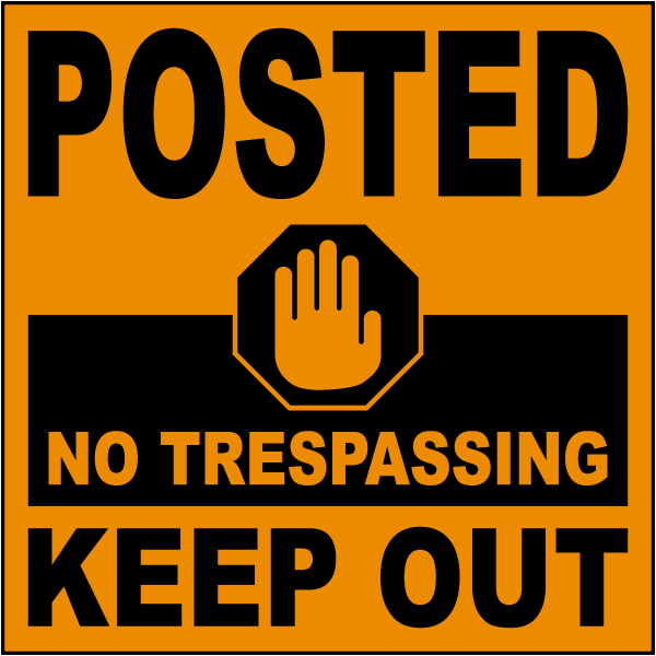 Orange Posted No Trespassing Keep Out Sign