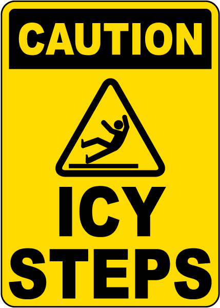 Caution Icy Steps Sign