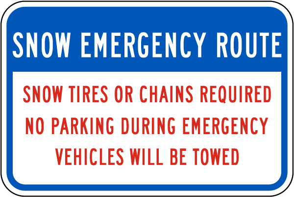Snow Emergency Route Sign