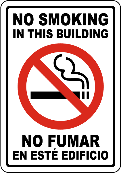 Bilingual No Smoking in this Building Label