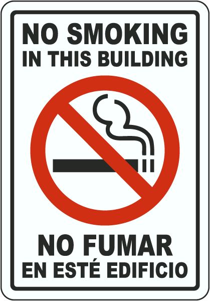 Bilingual No Smoking in this Building Label