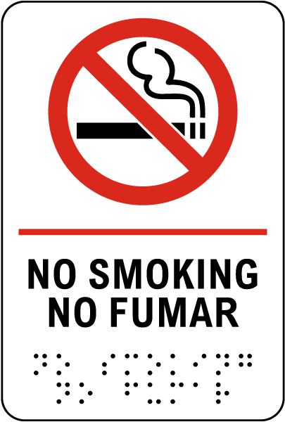 Bilingual No Smoking Sign with Braille