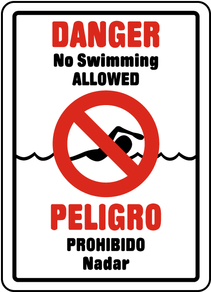 Bilingual No Swimming Allowed Sign