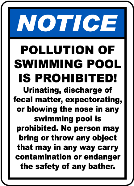Pool Pollution Prohibited Sign