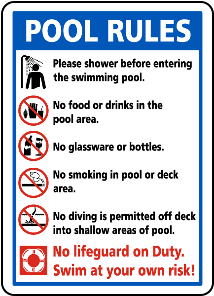 Pool Rules Sign