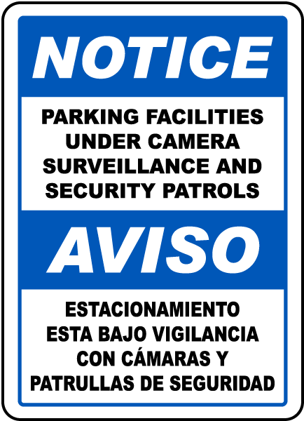 Bilingual Parking Facilities Surveillance Sign