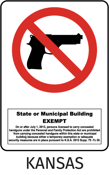 Kansas No Firearms State and Municipal Building Sign