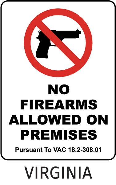 Virginia No Firearms Allowed Sign