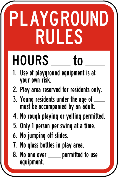 Playground Rules and Hours Sign