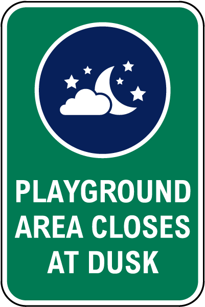 Playground Area Closes At Dusk Sign