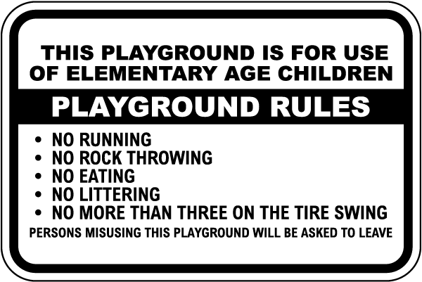 Playground For Elementary Age Children Sign