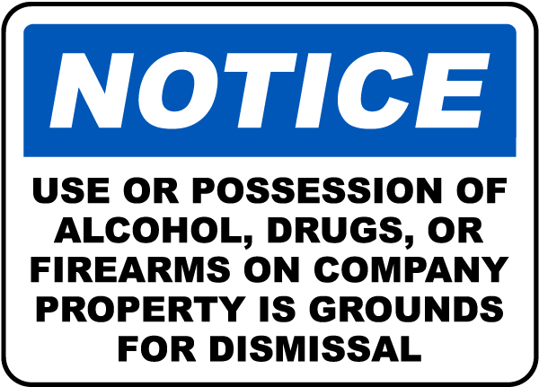 No Alcohol, Drugs, Firearms Sign