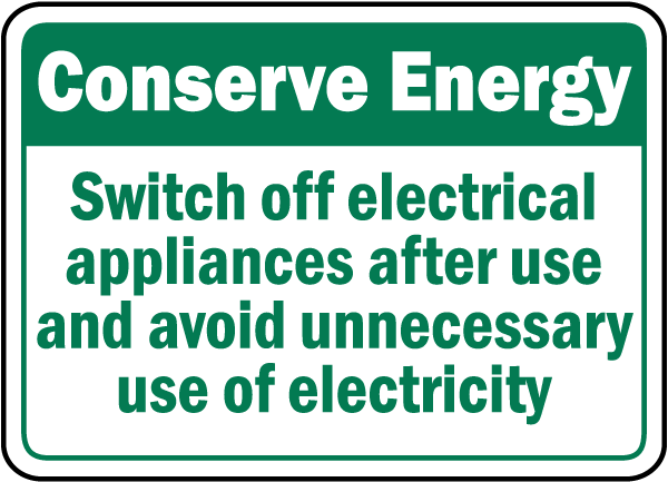 Turn Off Appliances After Use Sign