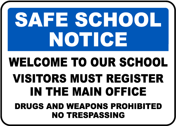 Visitors Register At Main Office Sign