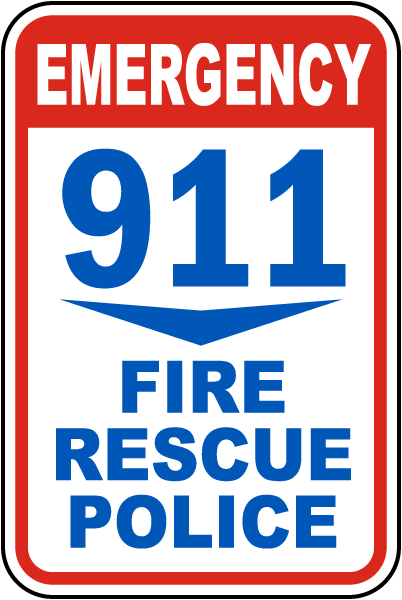 911 Fire Rescue Police Sign