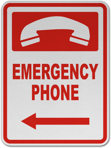 Emergency Phone (Left Arrow) Sign