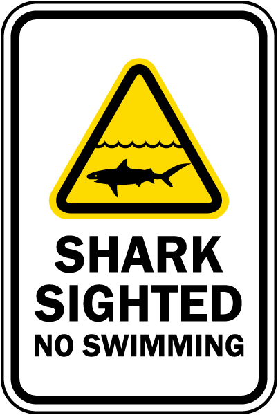Shark Sighted No Swimming Sign