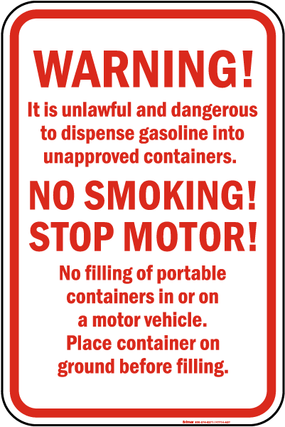 Warning Fueling Rules Sign