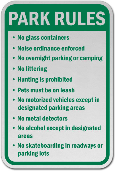 Park Rules Sign