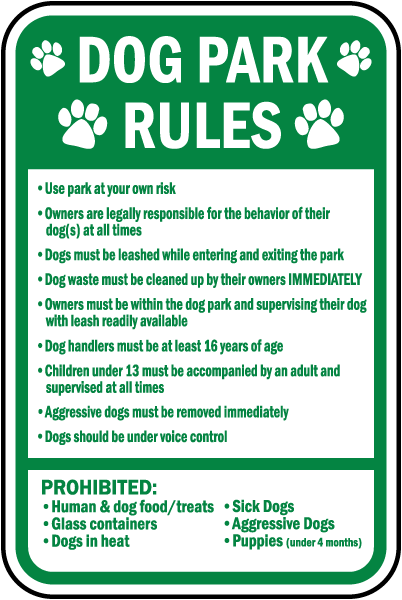 Dog Park Rules Sign