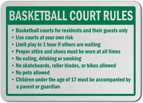 Basketball Court Rules Sign F7754 - by SafetySign.com