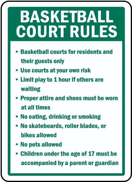 Basketball Court Rules Sign