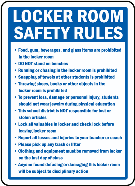 Locker Room Safety Rules Sign